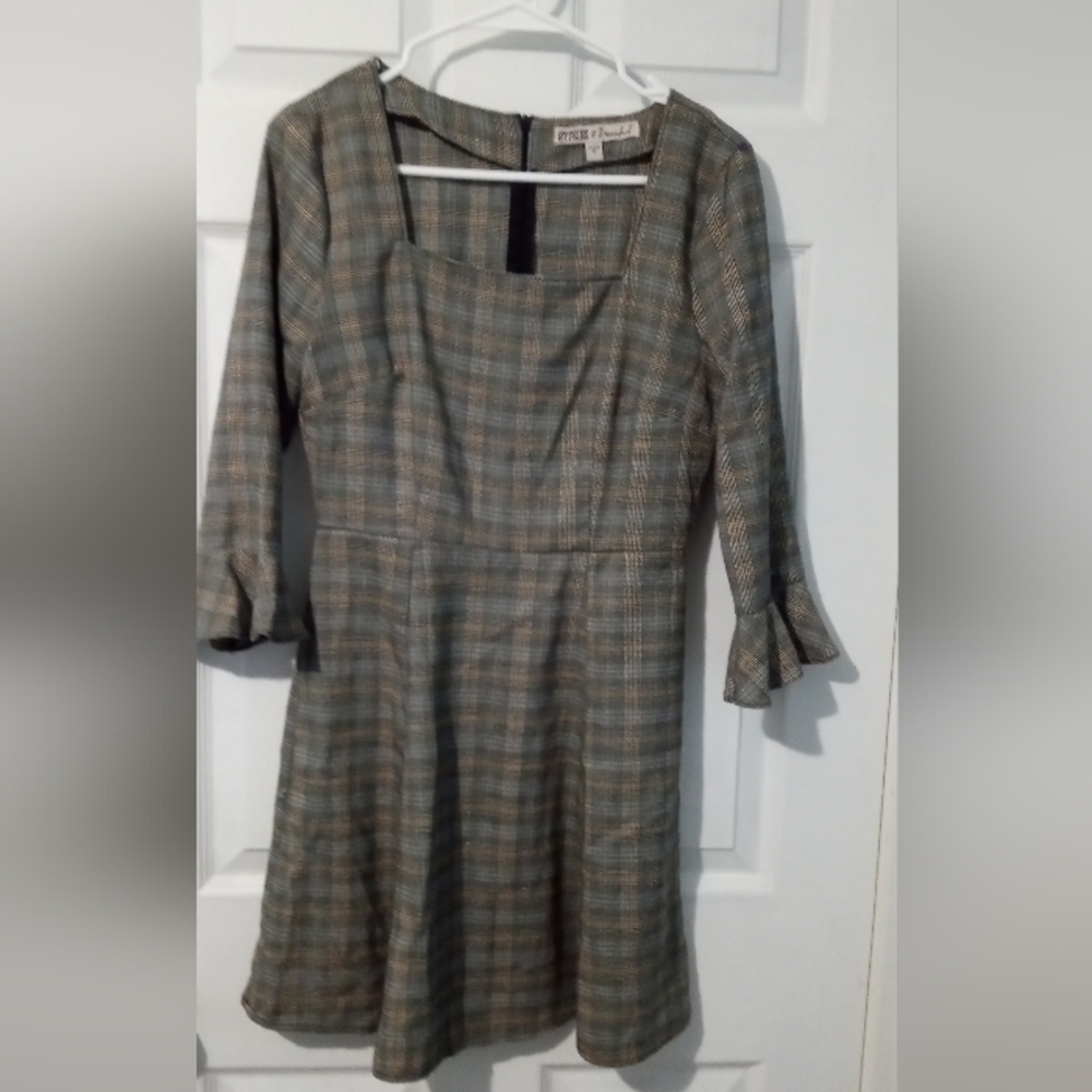 Gypsies & Moondust Gray Midi Dress with Square Neck